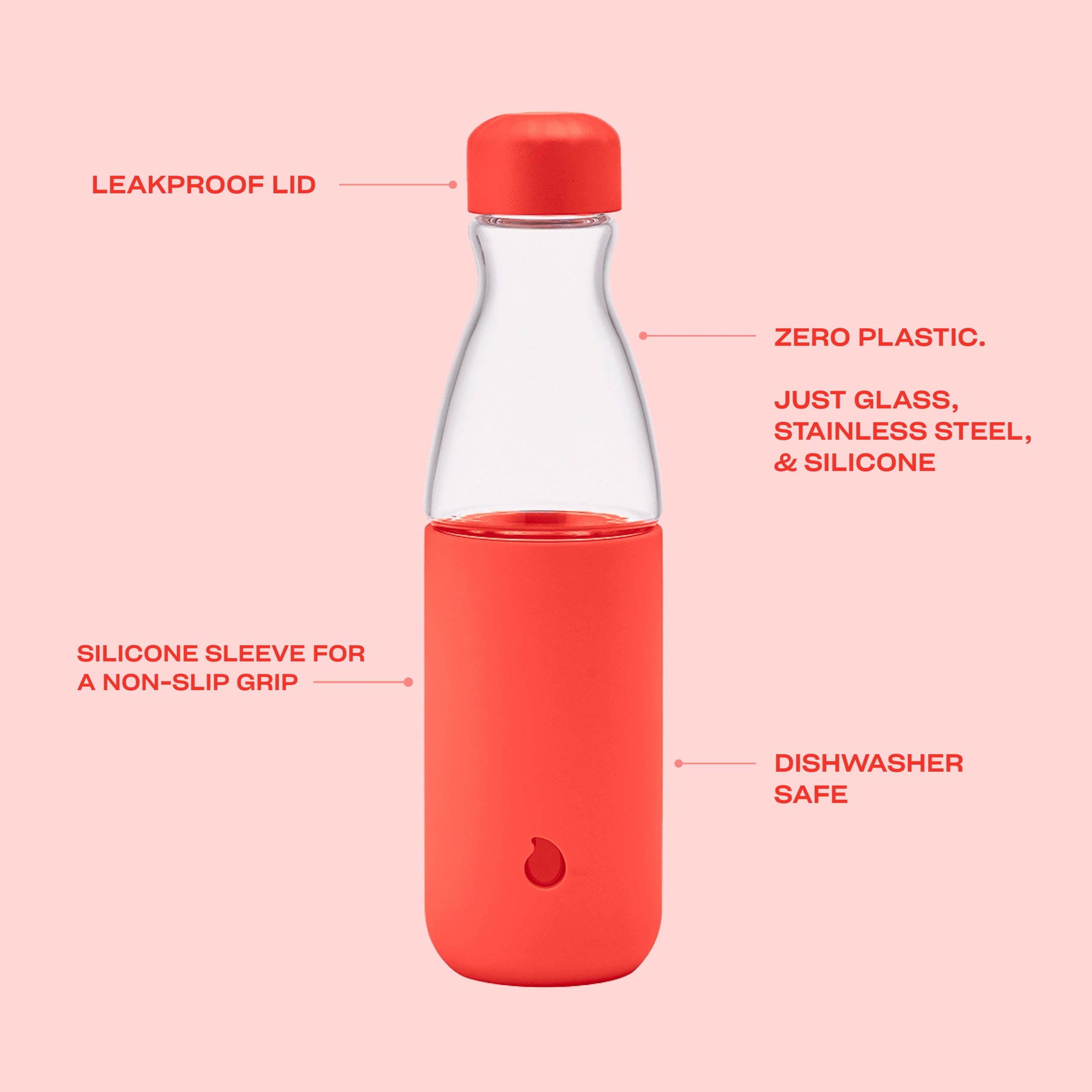 Glass Original Bottle | 18oz Radiant Coral - Image 3