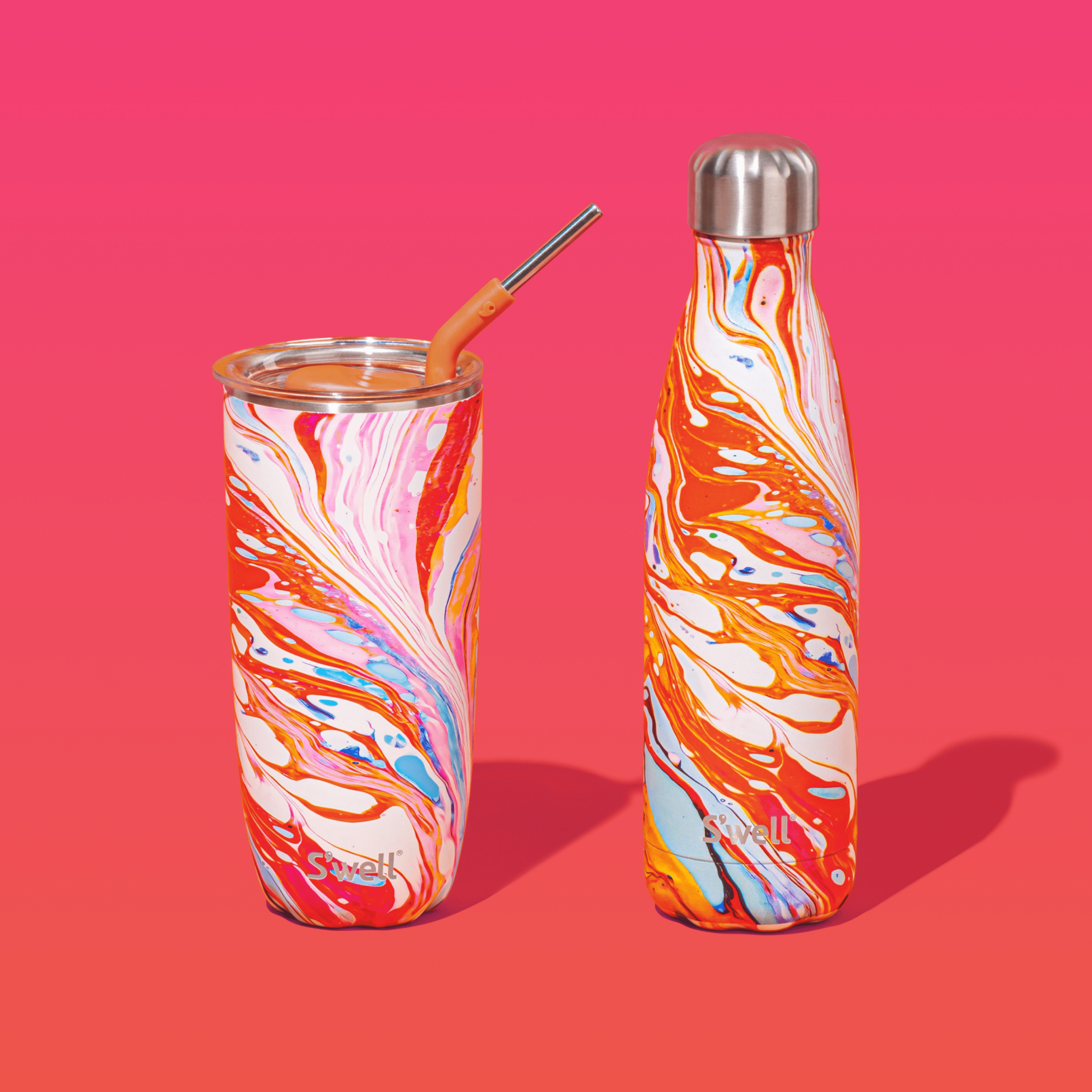 Tumbler with Straw | 24oz Marble Swirl - Image 2