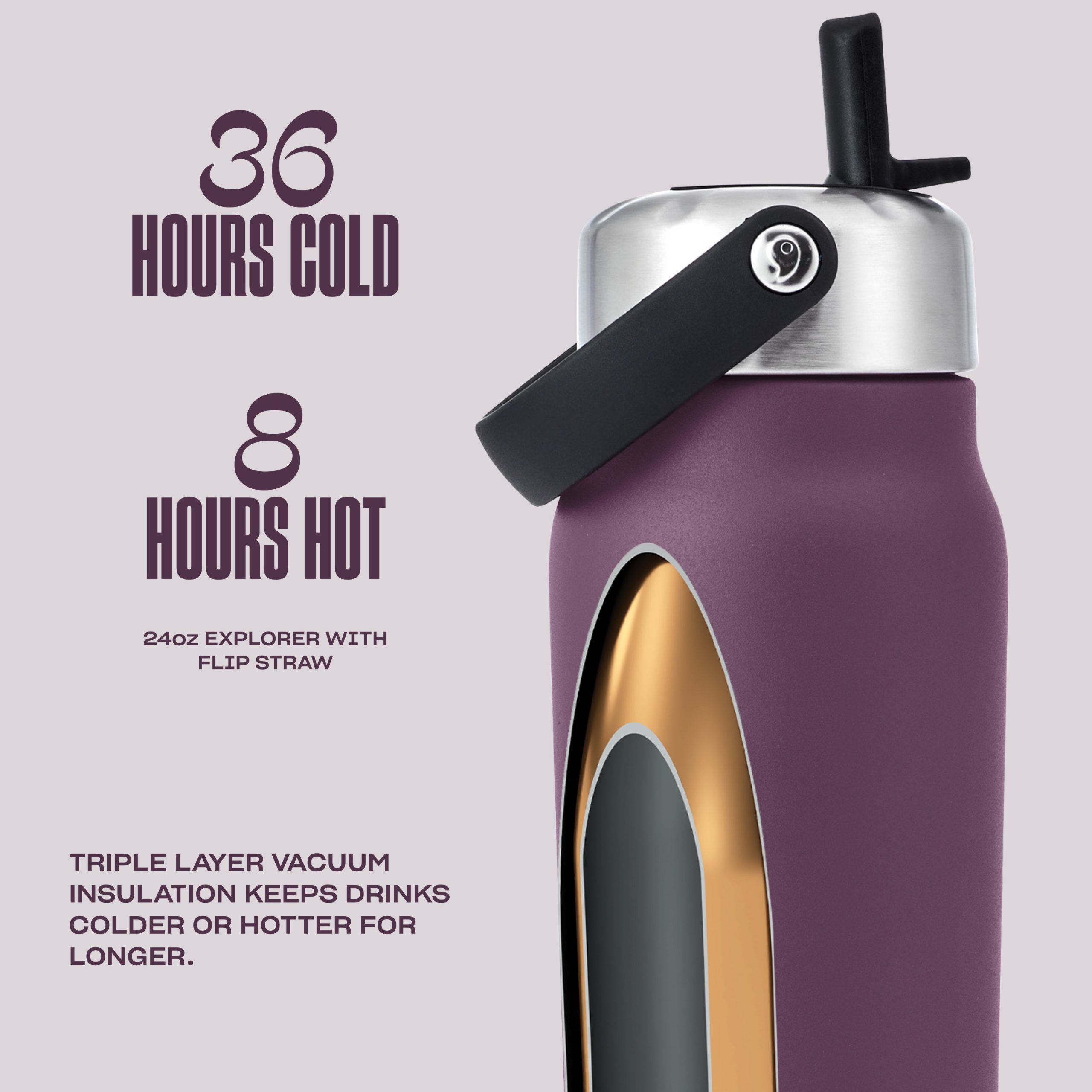 Explorer with Flip Straw Lid | 24oz Plum - Image 5